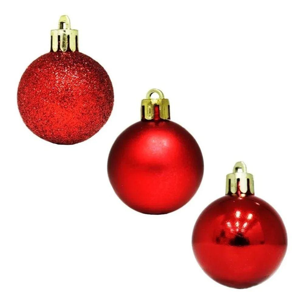 Kit Com 6 Bolas Natalina 5cm Vermelha