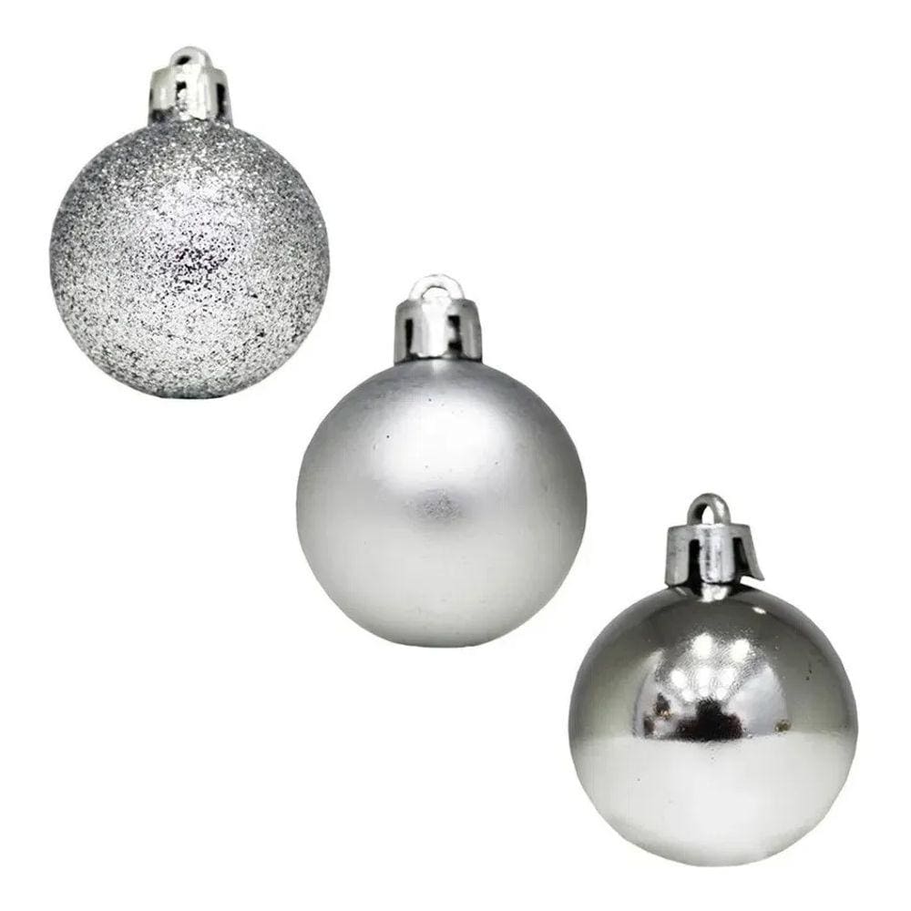 Kit Com 6 Bolas Natalina 5cm Prata