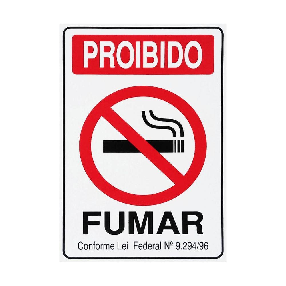 Placa De Sinalização Proibido Fumar 15X20 - P-5/1 F9E
