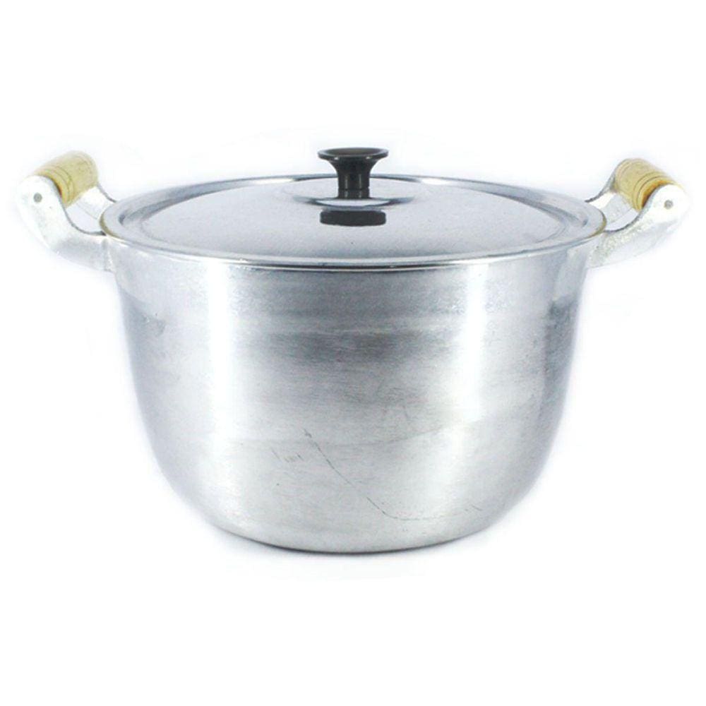Caldeirão Alumínio Fundido Polido Alça De Madeira 22Cm