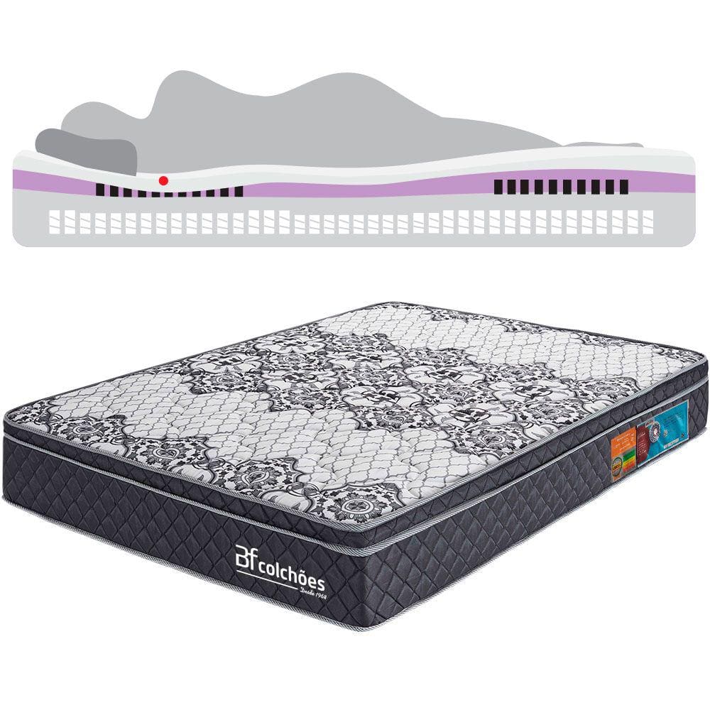 Colchão Casal Molas Ensacadas Com Pillow de Tecnologia Tridimensional Ortopédica Relax BF Colchões 138x188x21cm