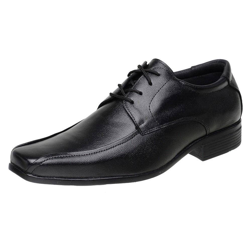 Sapato Social Couro Masculino Amarração Tradicional Trabalho Casamento Bico Quadrado