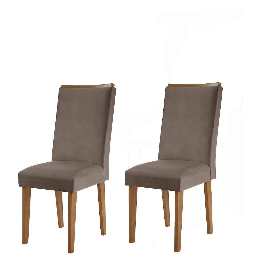 Conjunto com 2 Cadeiras Lunara Veludo Marrom Rufato