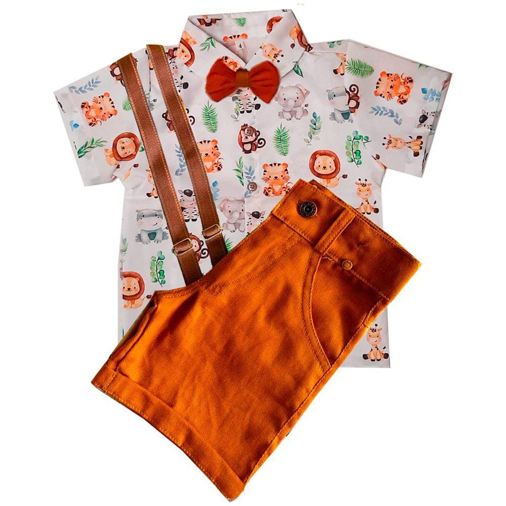 Conjunto Safari Camisa Menino Festa Infantil Temático Suspen
