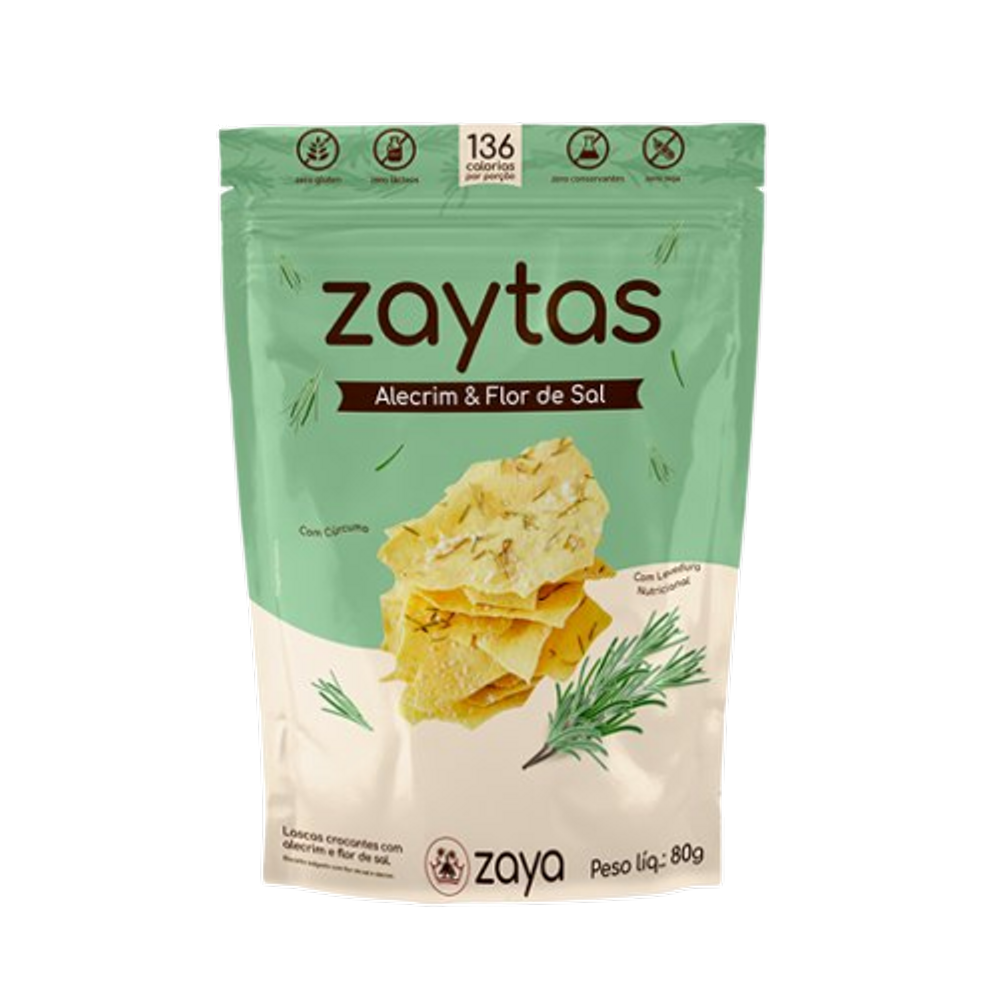 Kit 3X: Biscoito Zaytas Alecrim/Flor Sal S/ Glúten Zaya 80g