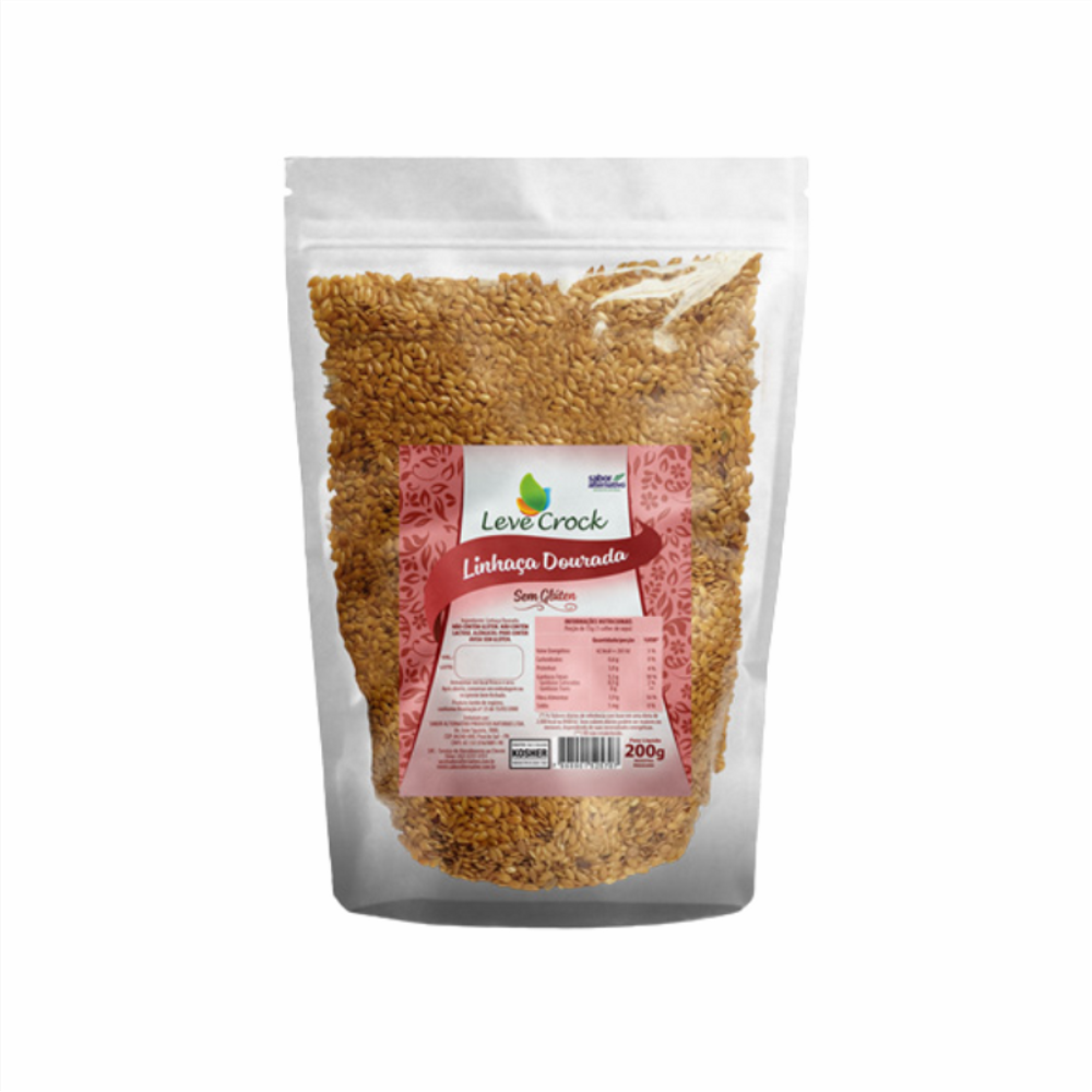 Kit 3X: Linhaça Dourada Sem Glúten Leve Crock 200g