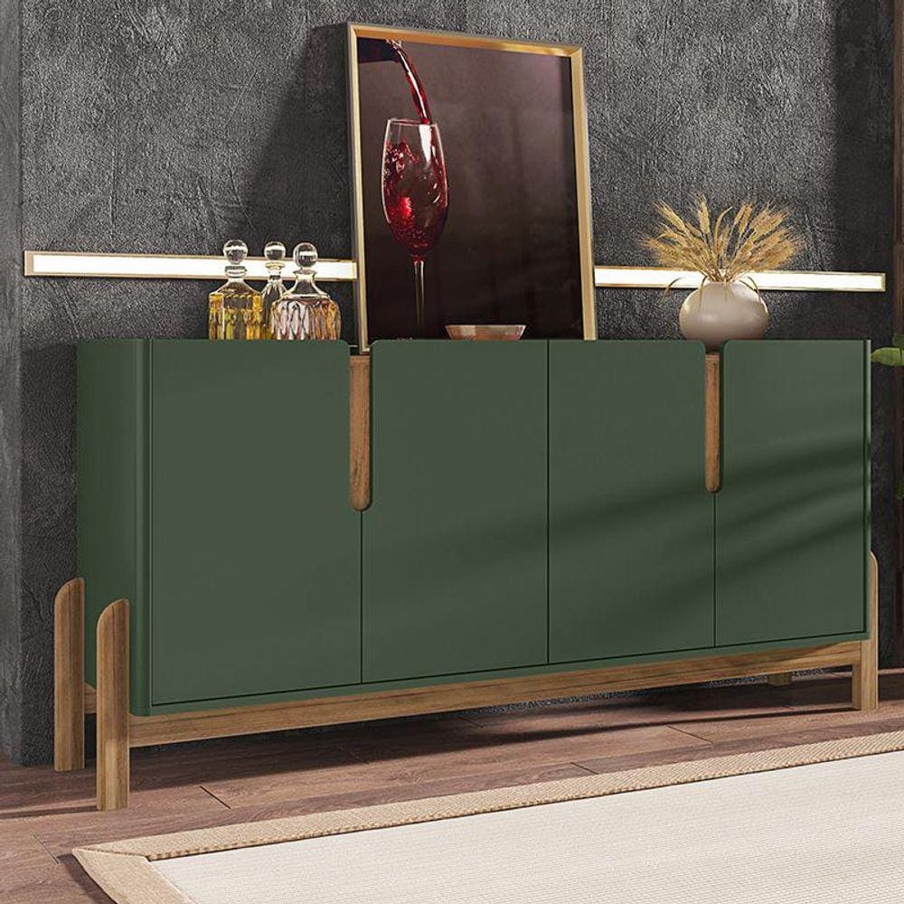 Aparador Buffet Sala Lizz 170cm com Pés de Madeira Maciça