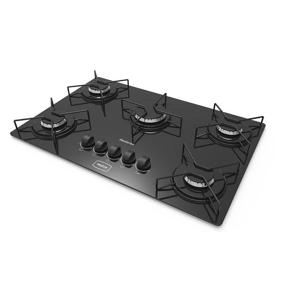 Cooktop 5 bocas mesa vidro acendimento automatico Extra