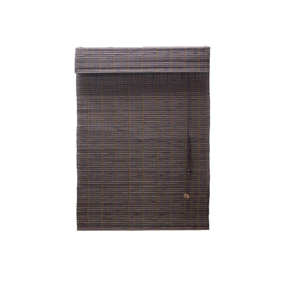 Persiana Bambu Romana Marrom 100 (L) X 220 (A) cm Cortina Madeira Roman Shade C/ Bandô 1,00 x 2,20
