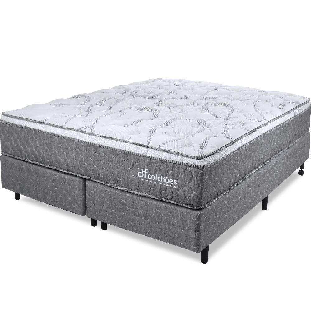 Cama Box King Colchão Mola Ensacada e Pillow top de Espuma Viscoelástico 193x203x61cm Smart Spring - BF Colchões