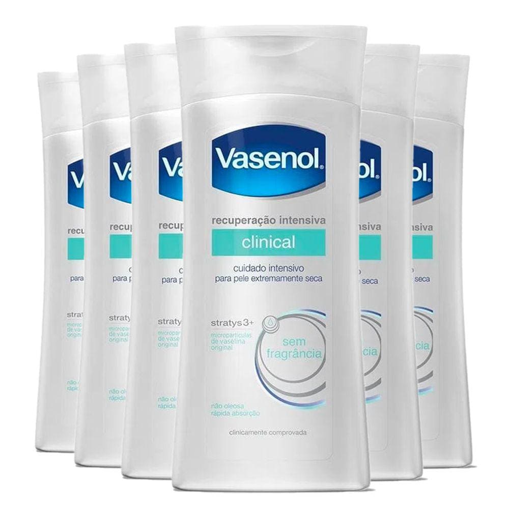 Kit Creme Hidratante Corporal Vasenol Recuperação Intensiva Reparadora 200ml 6 Unidades