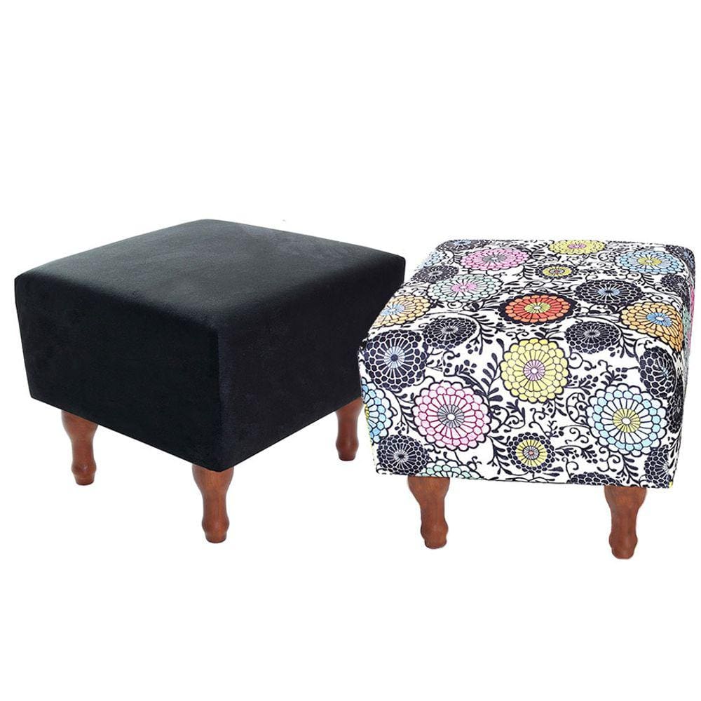Kit com 2 Puff Banqueta 40x40cm Quadrado Decorativo Pés Madeira BF Colchões