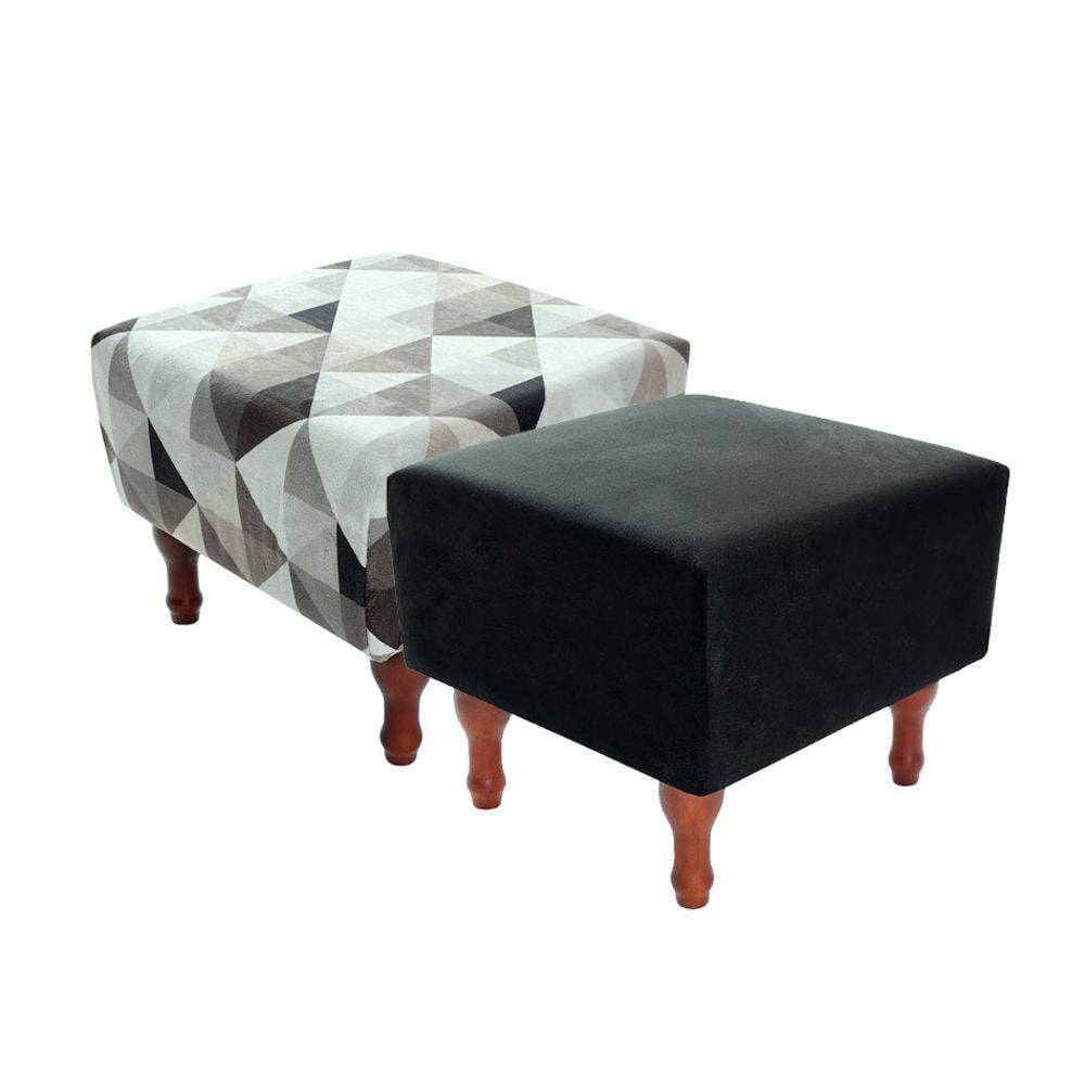 Kit com 2 Puff Banqueta 40x40cm Quadrado Decorativo Pés Madeira BF Colchões