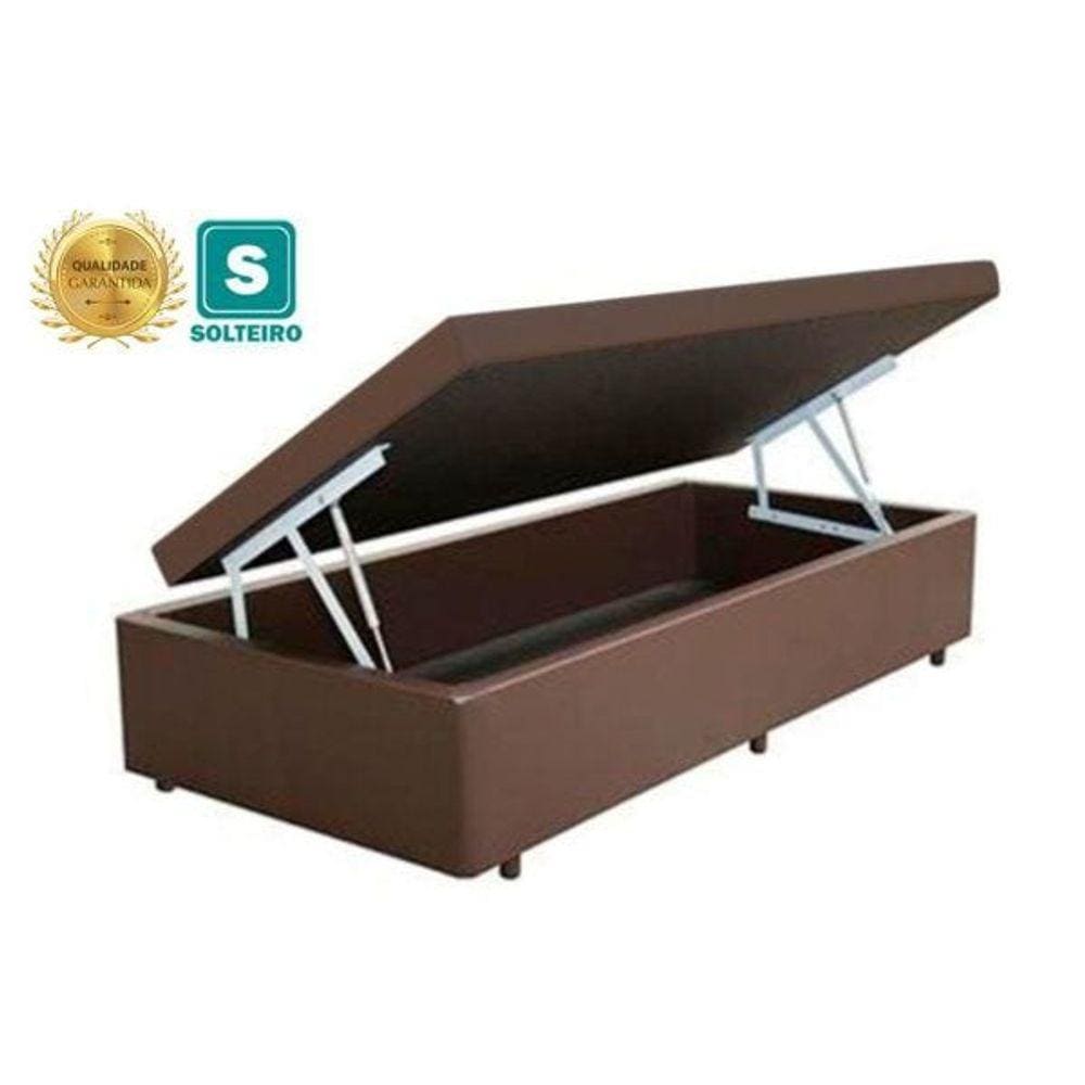 Base Box Baú Solteiro Corino Marrom - 88x188x35