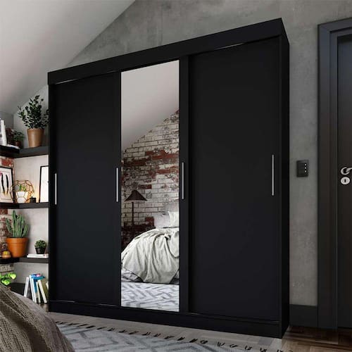 guarda-roupa casal com espelho paris 3 pt 2 gv preto Menor preço em guarda-roupa casal com espelho paris 3 pt 2 gv preto