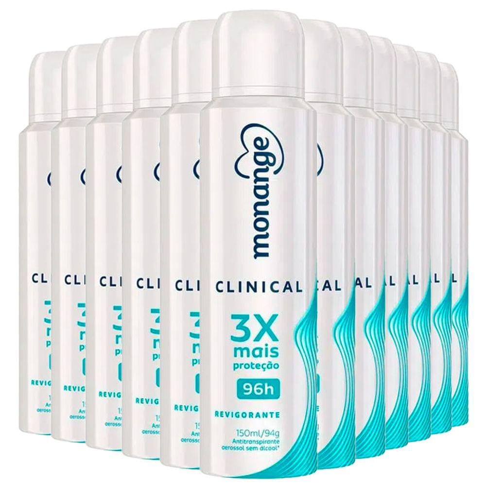 Kit Desodorante Aerosol Monange Clinical Revigorante 150ml 6 Unidades