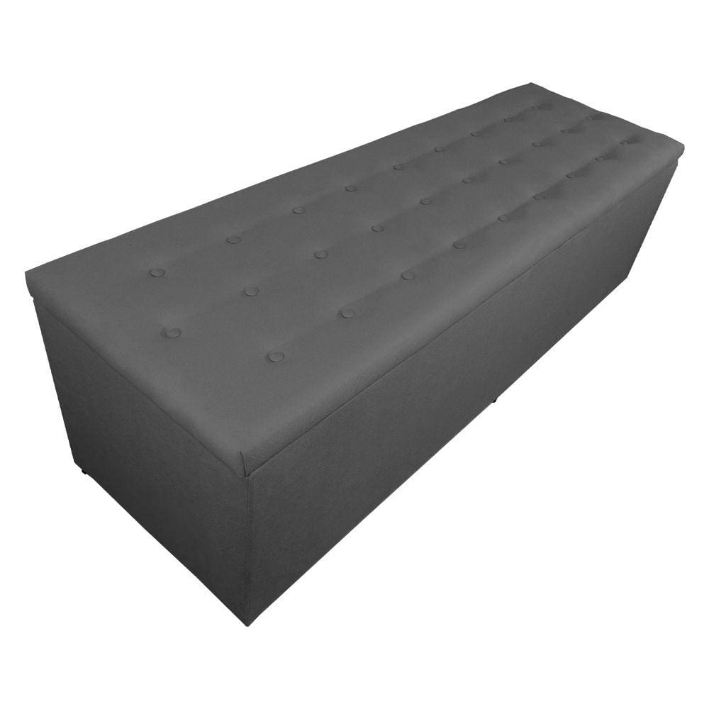 Calçadeira Recamier Baú Casal 140cm Juliana Cinza - DS Estofados