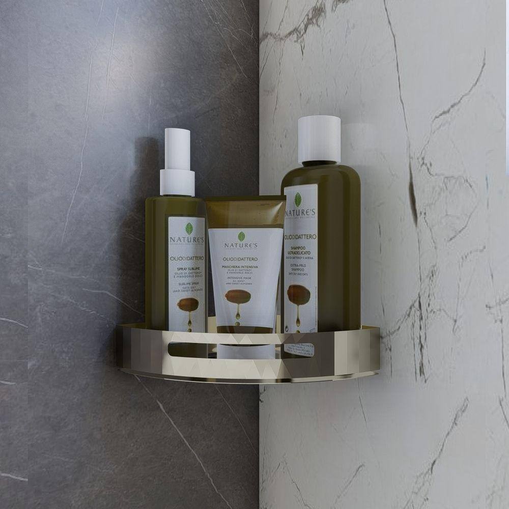 Suporte Porta Shampoo Para Banheiro De Canto Inox Brilhante