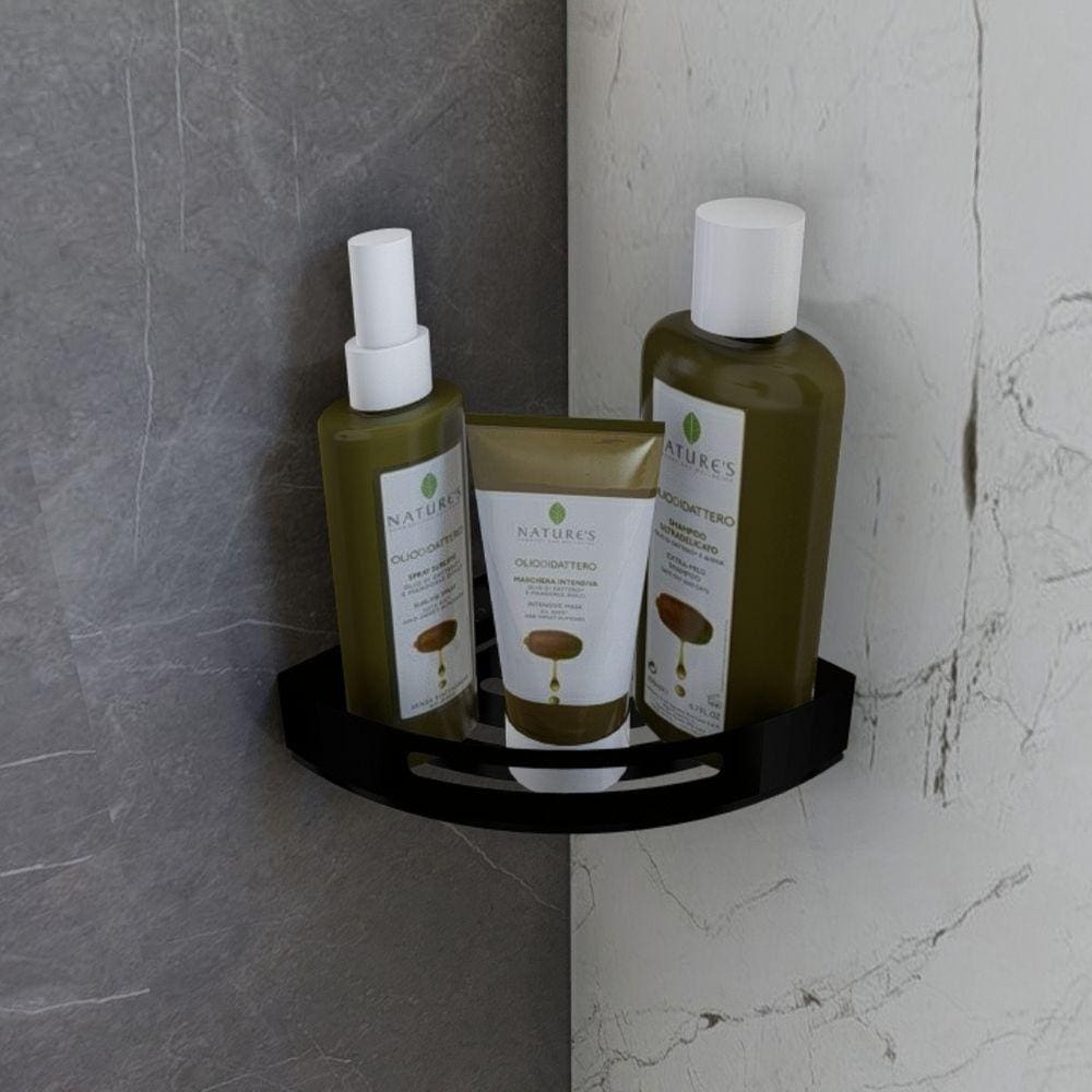 Suporte Porta Shampoo Para Banheiro De Canto Inox Preto