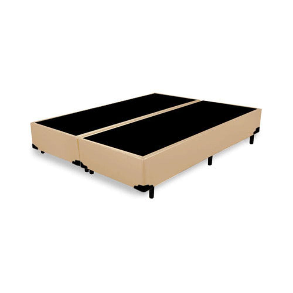 Base Box Casal Bipartido Corino Bege - 138x188x40