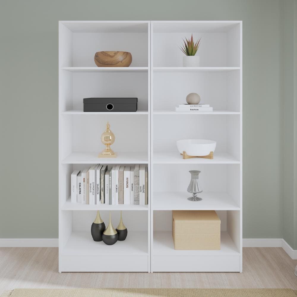 Estante Livreiro Multiuso Mirage 8 Prateleiras 1,77m Branco Viero
