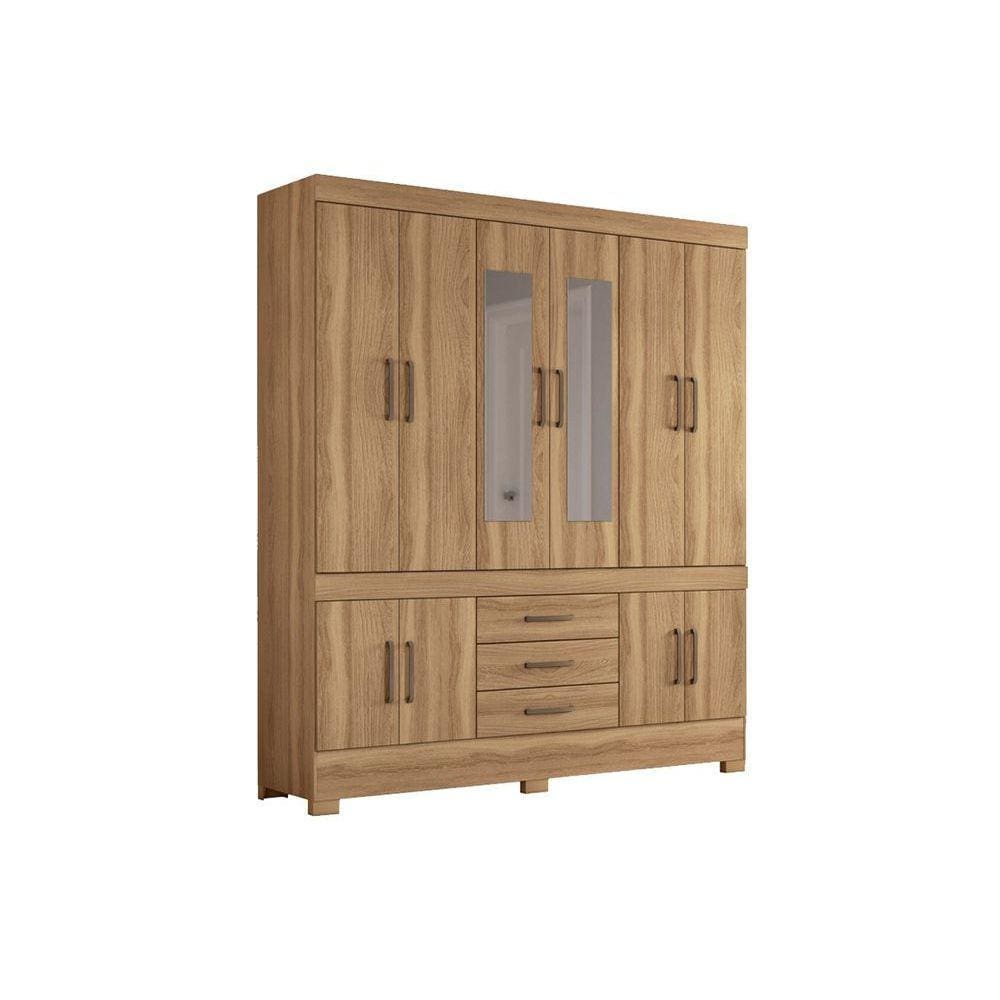 Guarda Roupa 10 Portas  e 3 Gavetas c/ Espelho New Murano Amêndola - Demóbile