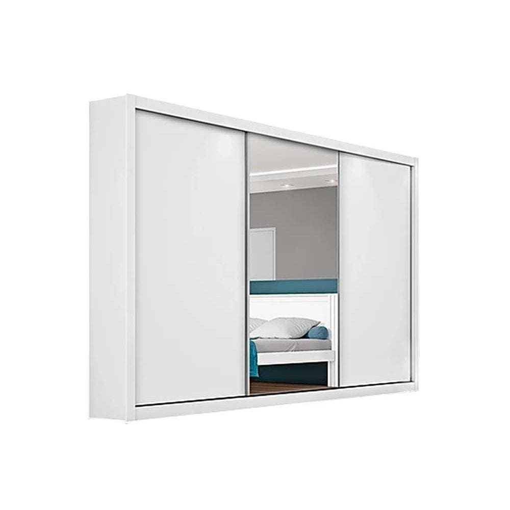 Guarda Roupa 3 Portas de Correr e 6 Gavetas c/ 1 Espelho Toronto Branco - Europa