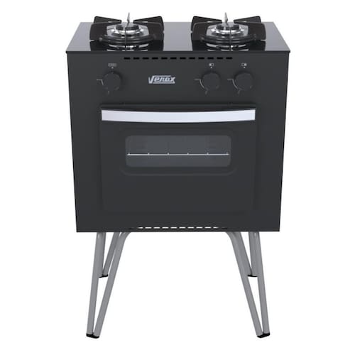 imagem-Fogao 2 Bocas Venax Mini Cook Preto Fosco Gas Glp - Sem voltagem