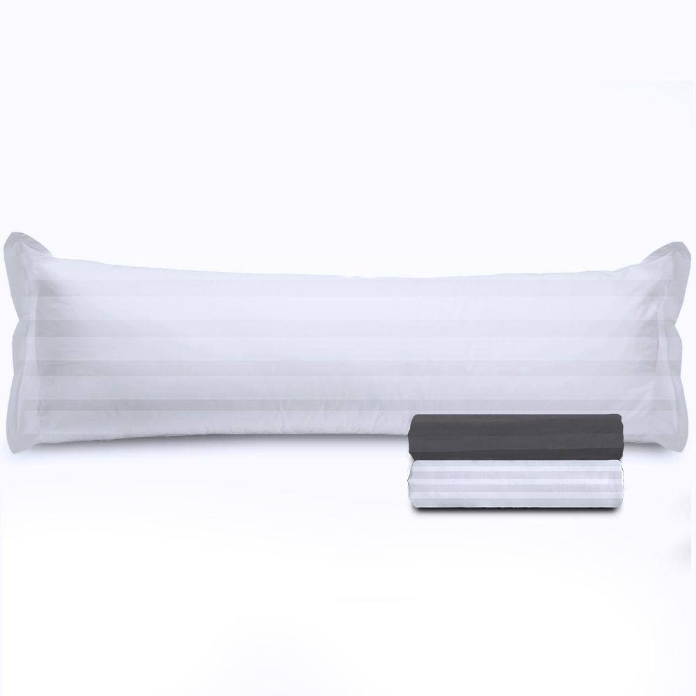 Kit 2 Fronhas Travesseiro De Corpo Percal 300 Fios 100% Algodão 50x130cm