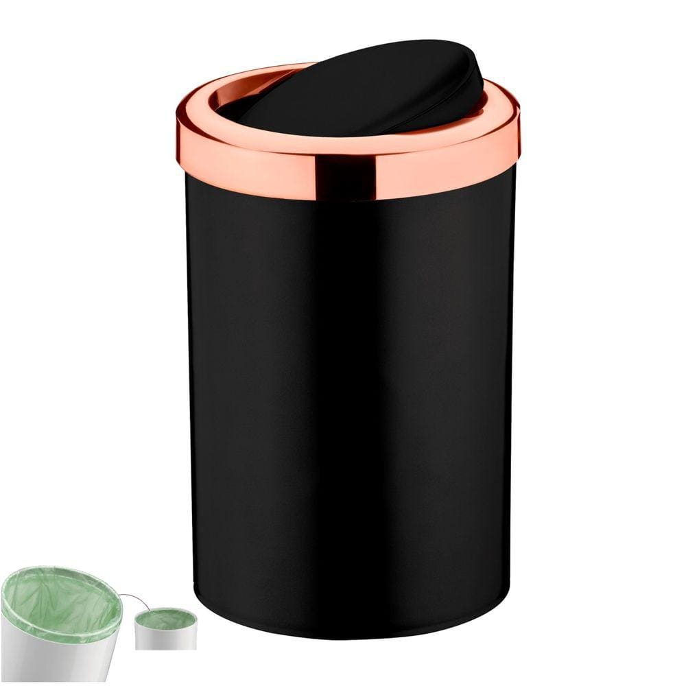 Lixeira 8 Litros Tampa Cesto De Lixo Basculante Para Cozinha Banheiro Escritório Rose Gold - 1220PTR Future