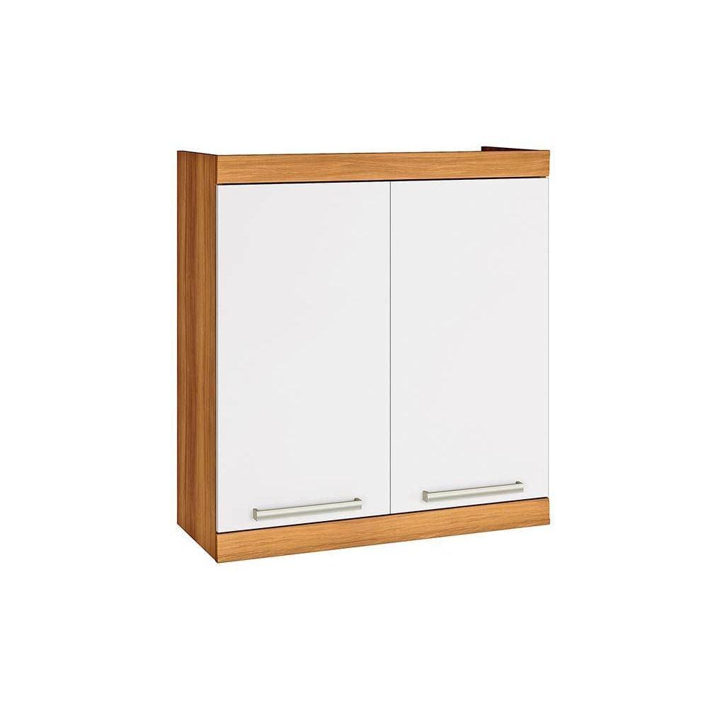 Armário Aéreo Cozinha Modulado Burguesa c/ 2 Portas Freijó/Branco - Nesher
