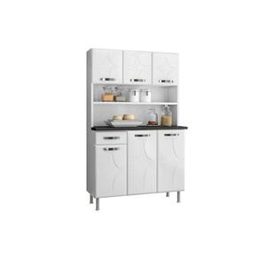 Armário De Cozinha Telasul Rubi 6 Portas 1 Gaveta, Com Vidro, Aço Branco E  Preto - 811226