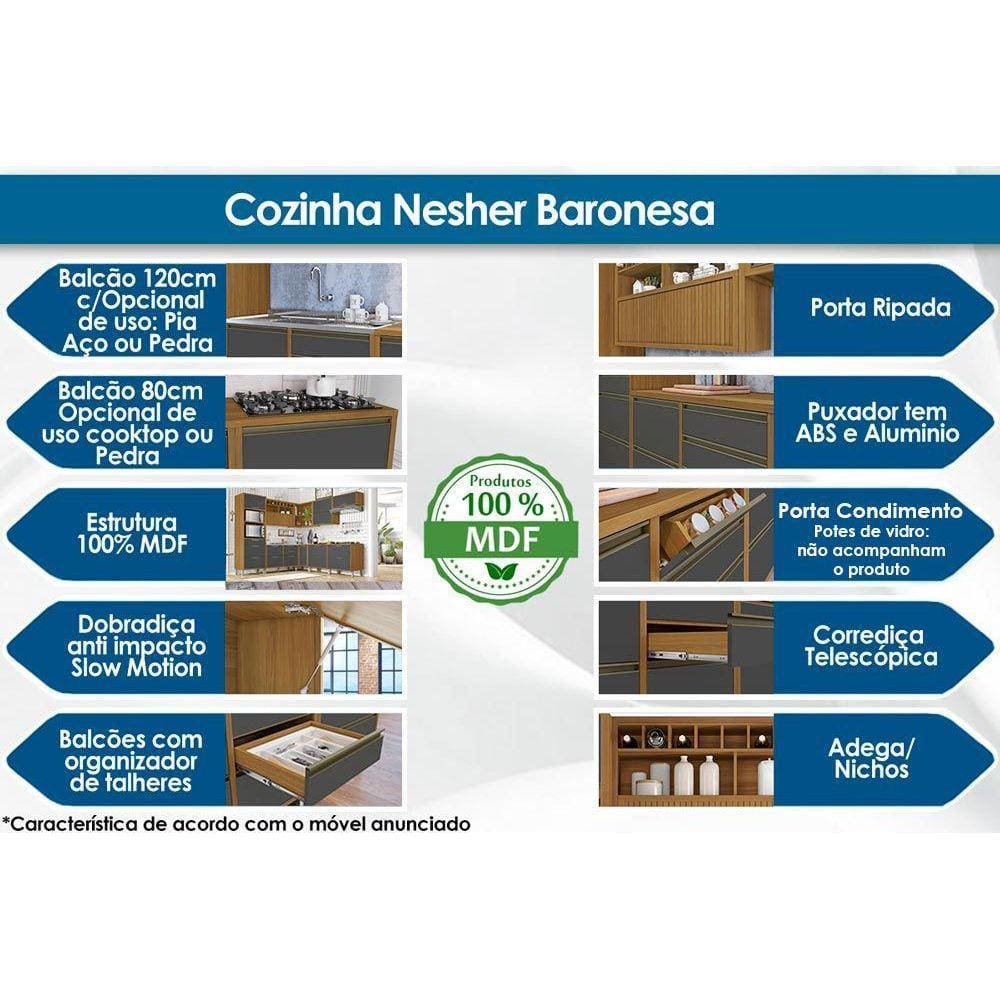Módulo Cozinha Nesher Baronesa Armário 1 Porta c/ Adega Freijó