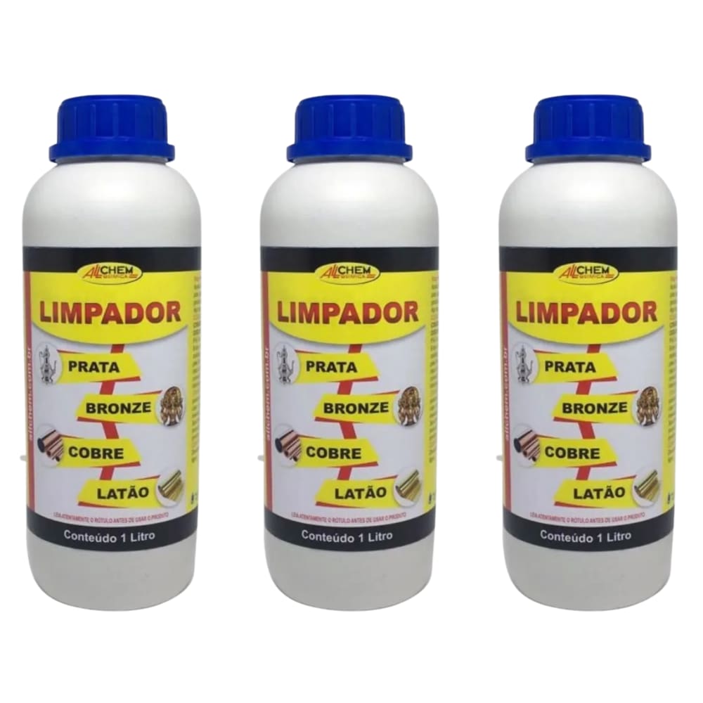 Kit 3 Limpador Limpa Prata Bronze Cobre Latão Allchem 1L