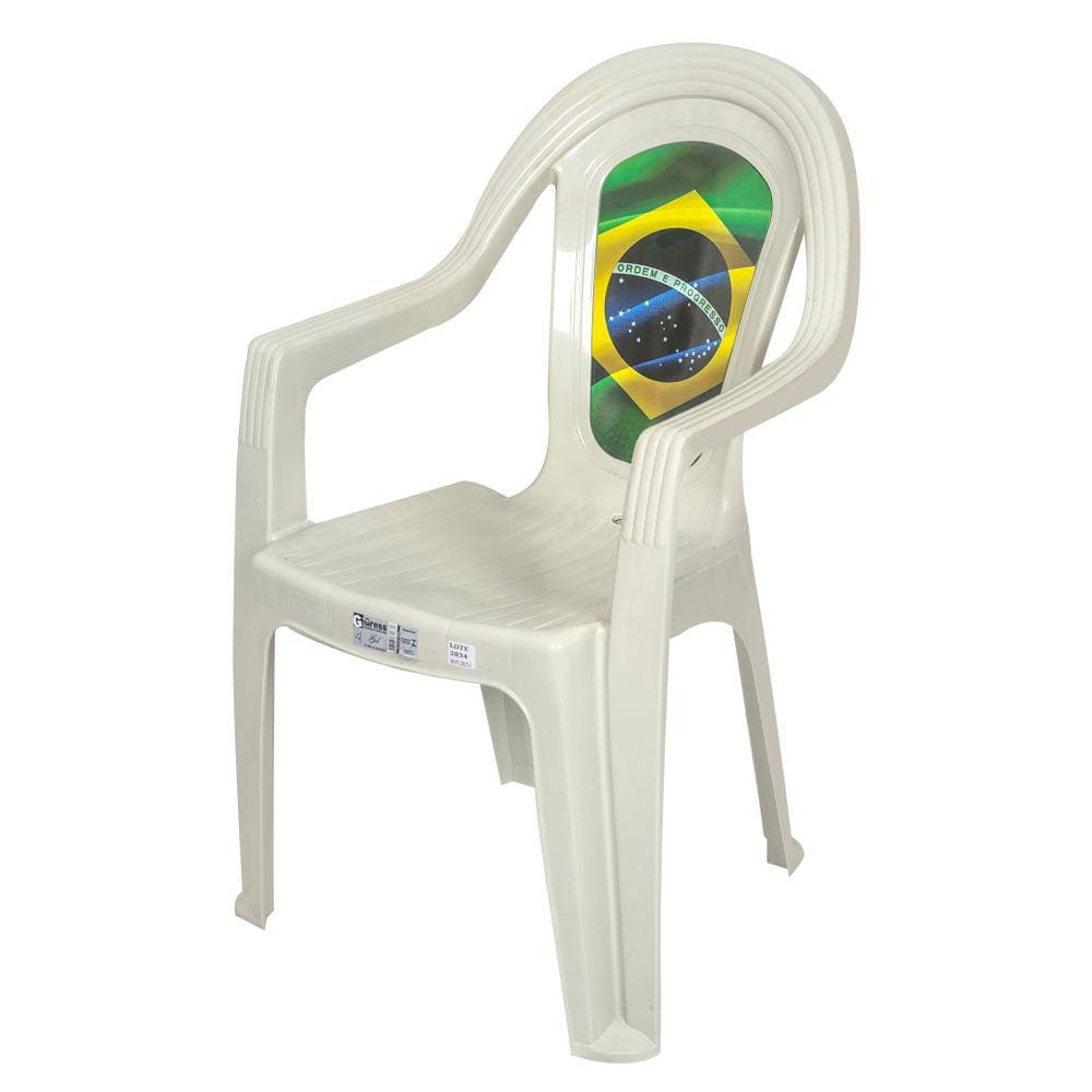 Kit 2 Cadeiras Poltrona De Plástico Copa Do Mundo Brasil