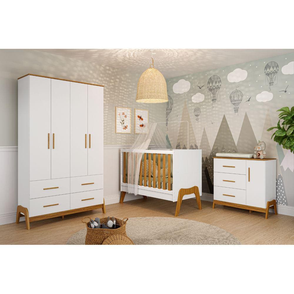 Quarto Completo Retro Bebê Moveis Peroba Guti berço 5x1