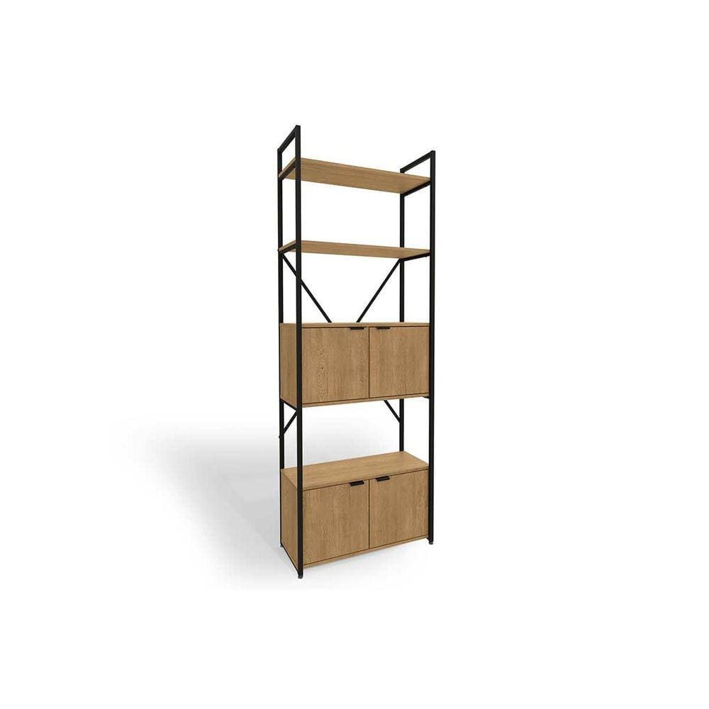 Estante de Livros Industrial Alta LI018 c/ 4 Portas Freijo/Preto - Kappesberg