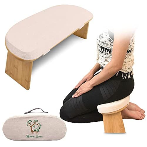 Banco de Meditação Monk & Llama - Banco de Meditação de Oração de Bambu Dobrável e Resistente - Kneeler Combina com Almofada de Meditação e Tapete de