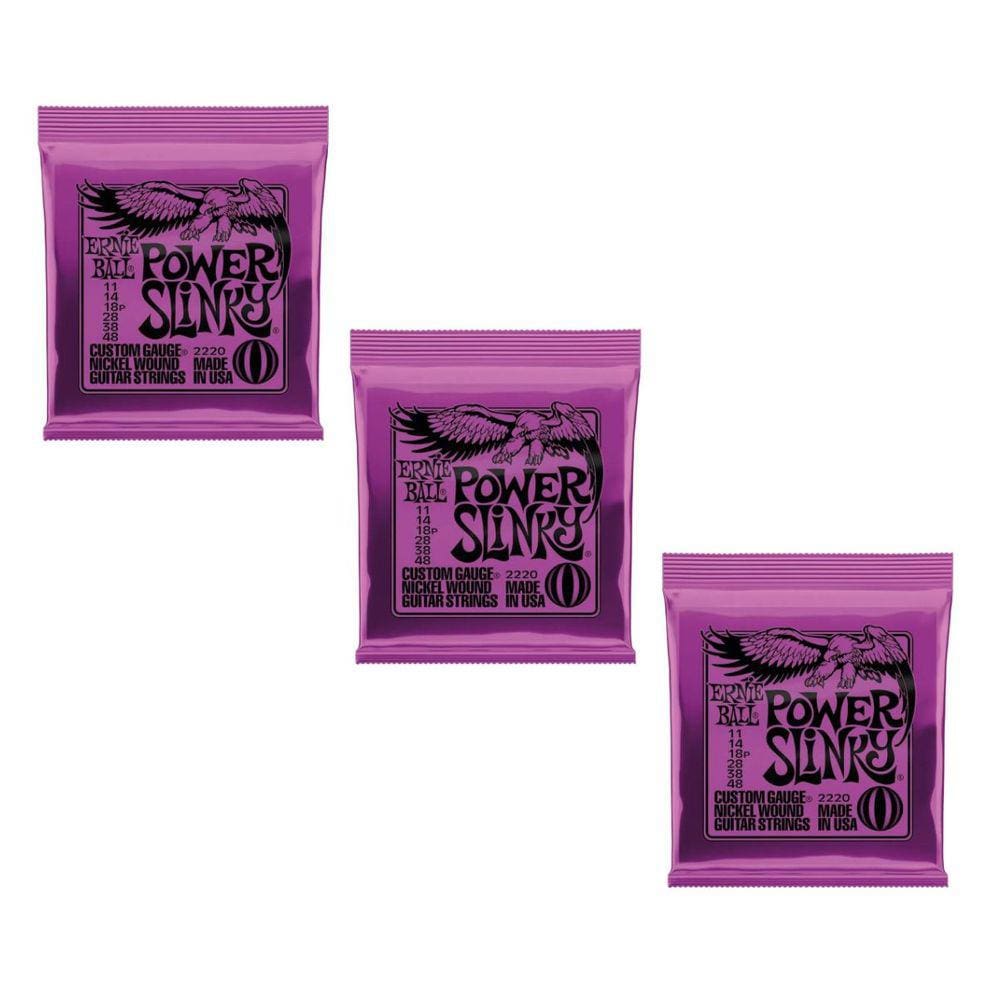 Kit 3 Encordoamento Guitarra 011 Ernie Ball Power Slinky Níquel