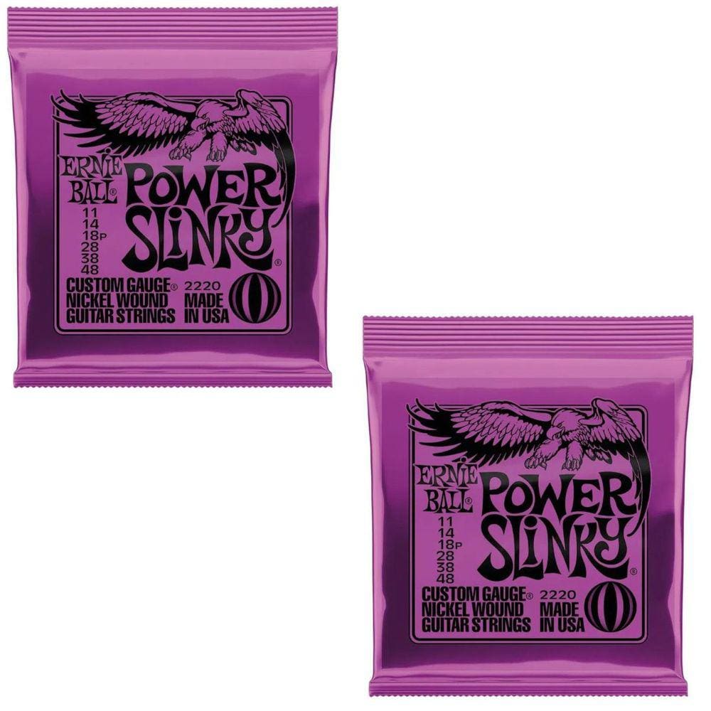 Kit 2 Encordoamento Guitarra 011 Ernie Ball Power Slinky Níquel
