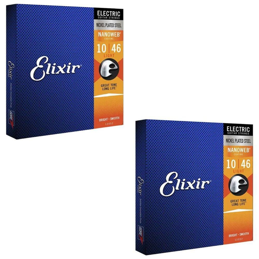 Kit 2 Encordoamento Guitarra 010 Elixir Nanoweb Light 12052 Made in USA