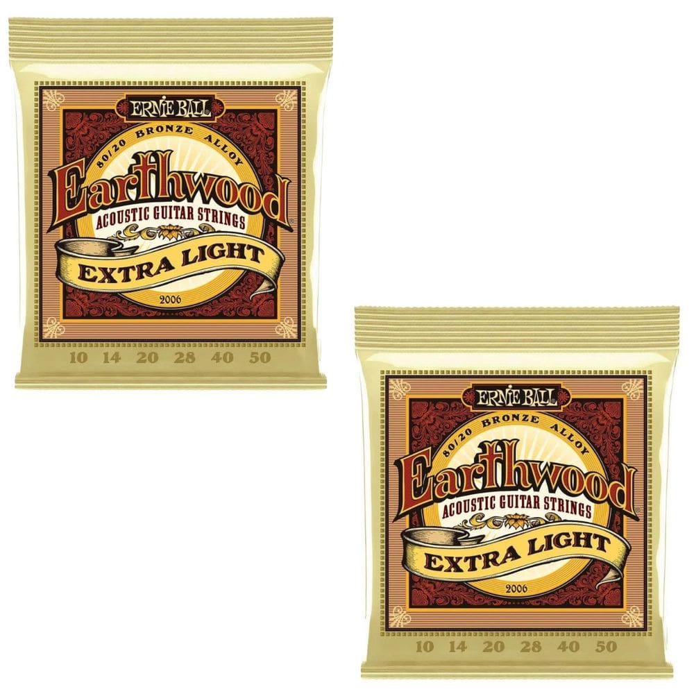 Kit 2 Encordoamento Violão Aço 010 Ernie Ball Earthwood Extra Leve