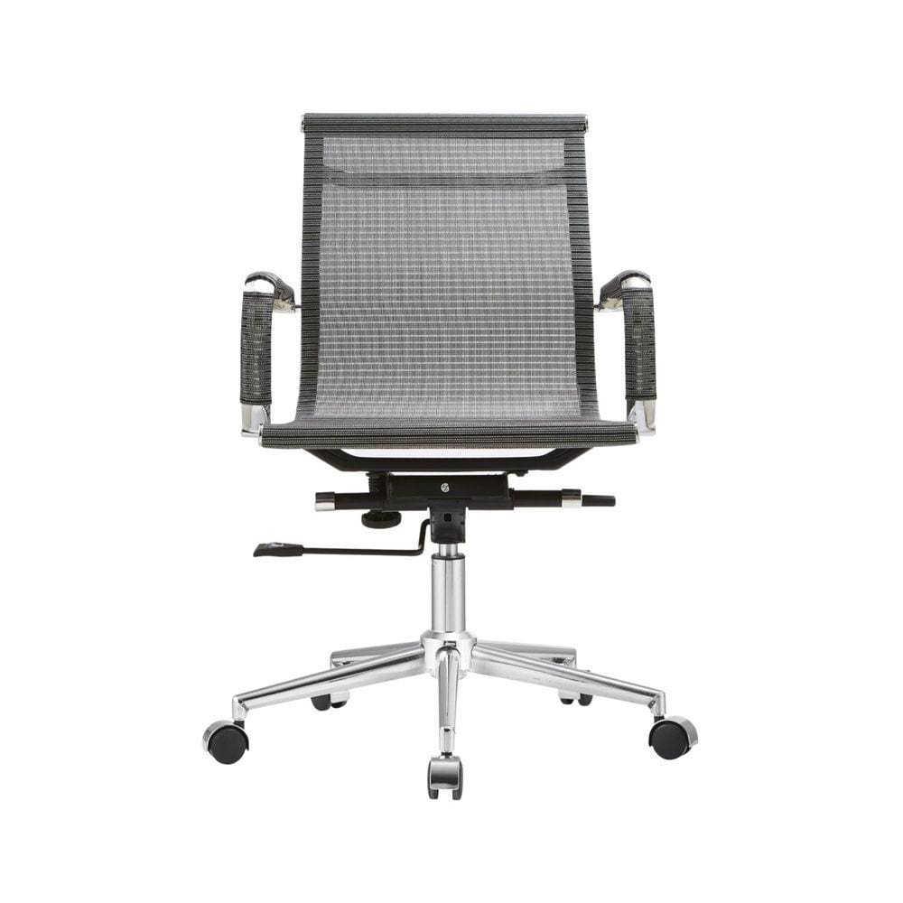 Cadeira Escritório Giratória Aço Cromado Sidney Diretor Fratini Móveis Cinza