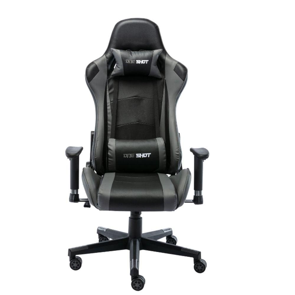 Cadeira Giratória em Couro Gamer One Shot Fratini Móveis Preto/Cinza