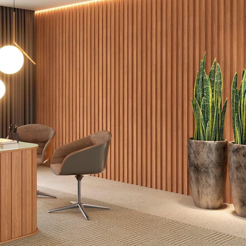 Painel Ripado 183x134cm Marrom Pradel Móveis Freijó/Madeirado