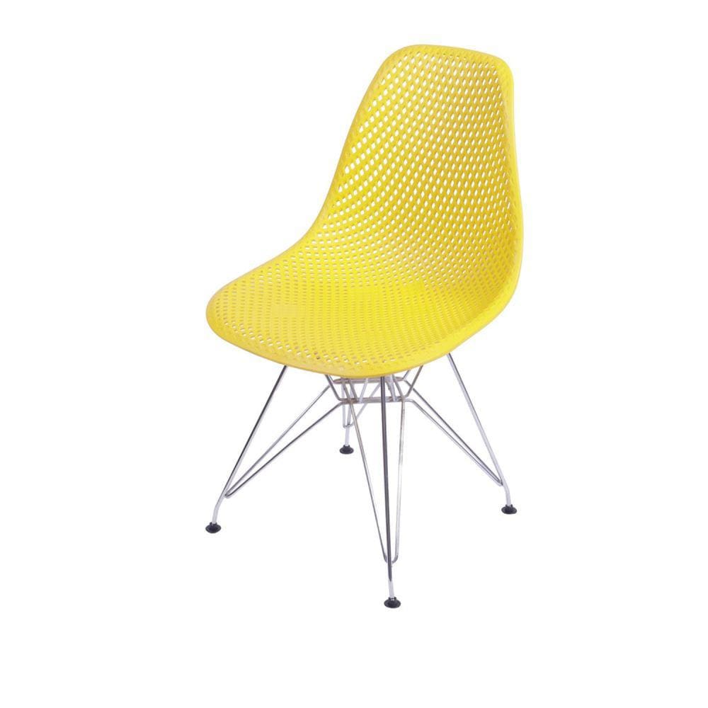 Cadeira Base Cromada Colmeia OR Design Amarelo/Cromado