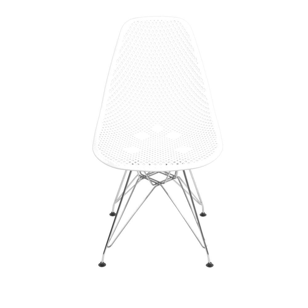 Cadeira Base Cromada Colmeia OR Design Branco/Cromado