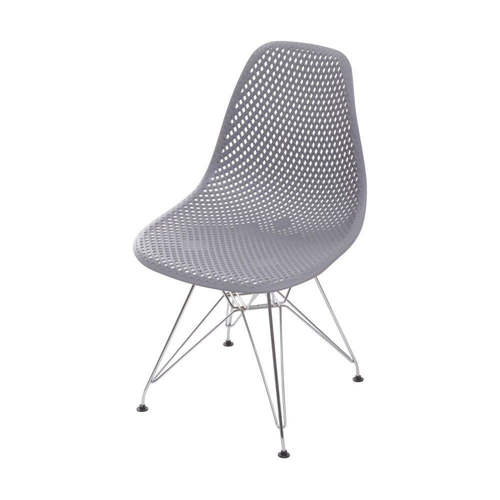 Cadeira Base Cromada Colmeia OR Design Cinza/Cromado