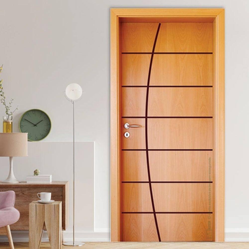 Folha de Porta em Madeira Sarrafeada Semi Oca HDF Frisada 185 210x112cm Mapaf Marrom