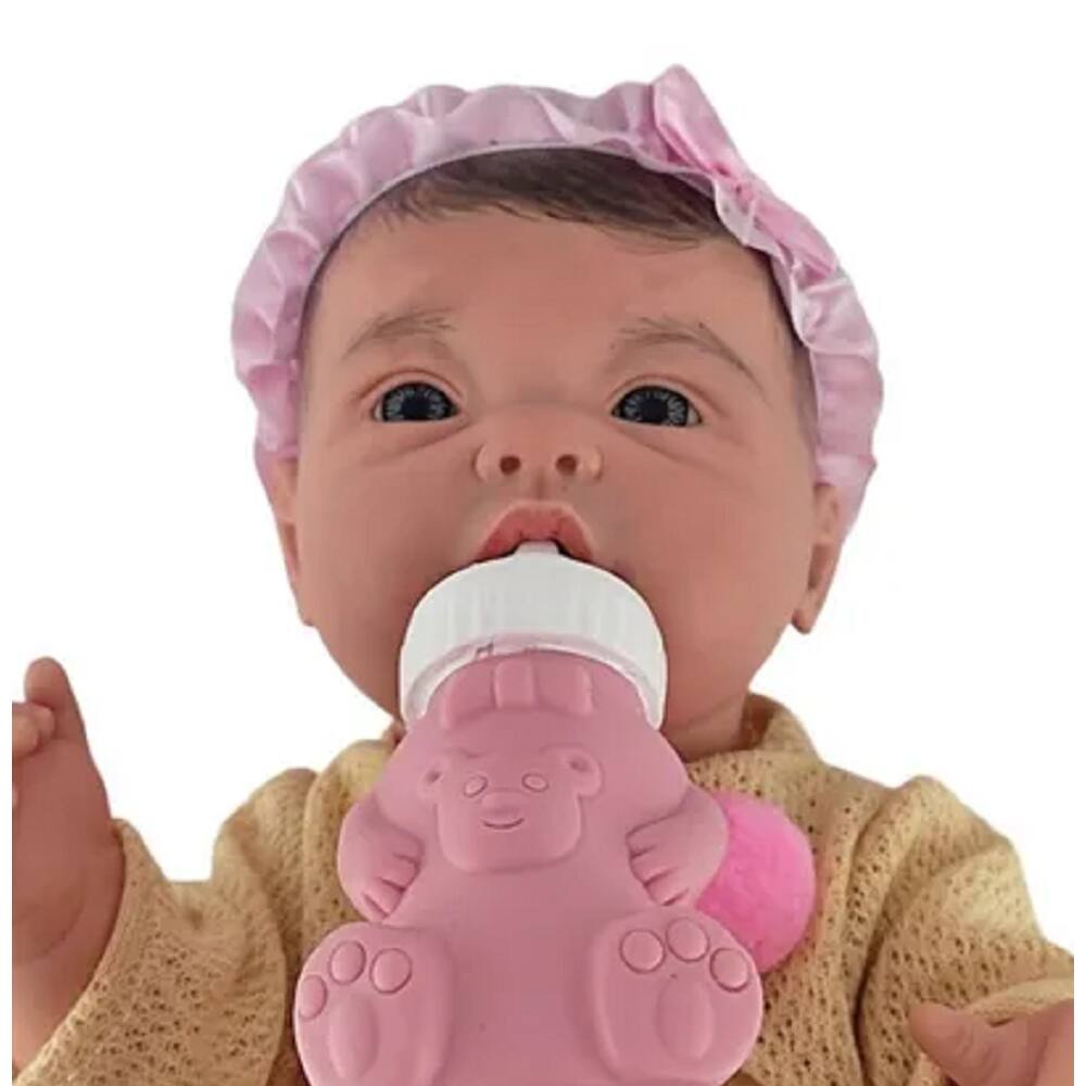 Boneca Bebê Reborn C/ Carrinho Rosa Bolsa Maternidade Jogo - Milk